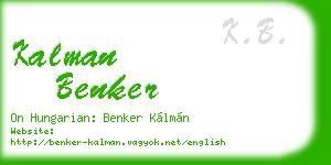 kalman benker business card